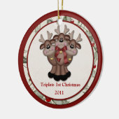 Rendier Drie-ei 1e Kerstmis Keramisch Ornament (Links)