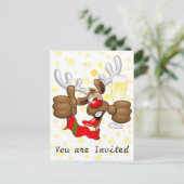 Rendier Dronken Grappige Kerst Karakter Uitnodiging Briefkaart (Staand voorkant)