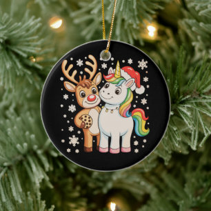 Rendier Eenhoorn Kerstmis Kerst Vakantie Seizoen Keramisch Ornament