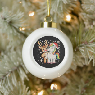 Rendier Eenhoorn Kerstmis Kerst Vakantie Seizoen Keramische Bal Ornament