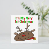 Rendier Eerste Kerstmis Feestdagenkaart (Staand voorkant)