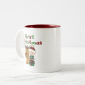 Rendier Eerste Kerstmis T-shirts en geschenken Tweekleurige Koffiemok (Voorkant links)
