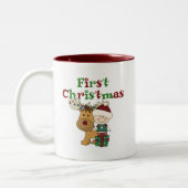 Rendier Eerste Kerstmis T-shirts en geschenken Tweekleurige Koffiemok (Links)