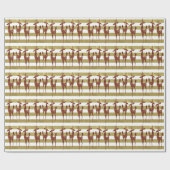 Rendier elegant  goud wit gestreept cadeaupapier (Vlak)