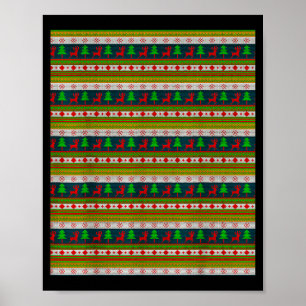 Rendier en kerstboom breipatroon poster