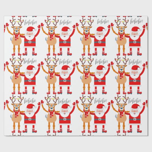 Rendier en Santa Wrapping Papier (Vlak)