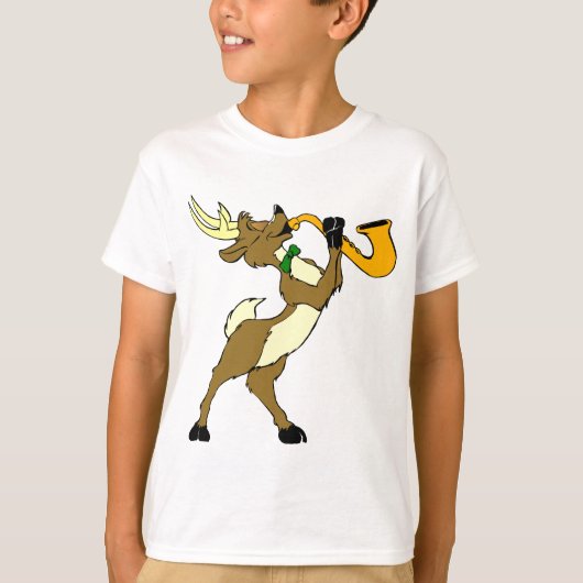 rendier en saxofon t-shirt (Voorkant)