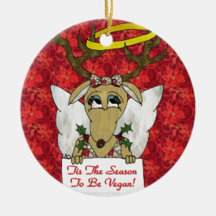 Rendier Engel Tis Het Seizoen om Veganist te Zijn Keramisch Ornament