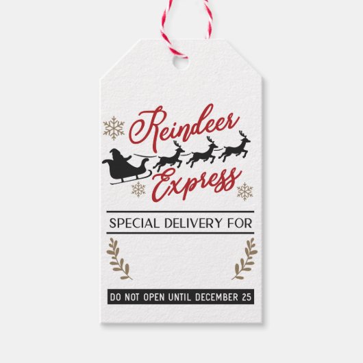 Rendier Express Mail Levering Kerstmis Kerstman Cadeaulabel (Voorkant)