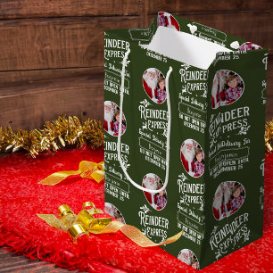 Rendier Express van Santa Name & Photo Christmas Medium Cadeauzakje