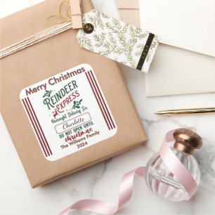 Rendier Express: vrolijk vakantieplezier! Vierkante Sticker