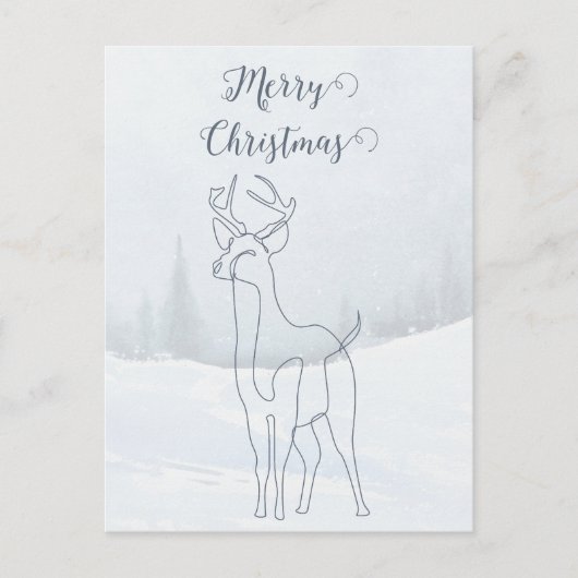 Rendier gedempt blauw grijs gevoerd winter kerst feestdagenkaart (Voorkant)