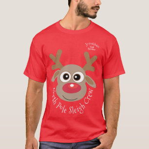 Rendier Gepersonaliseerde Nieuwheid Kerst Cartoon T-shirt