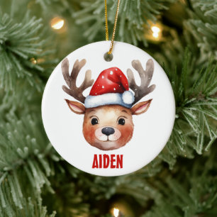 Rendier Gezicht Gepersonaliseerde Kinder Mok Keramisch Ornament