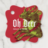 Rendier Gift Label Groen/Rood Fancy (Voorkant)