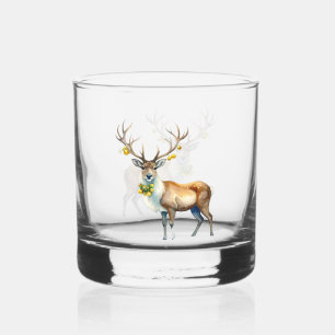 Rendier Gold Baubles Vrolijk kerstfeest Whisky Glas