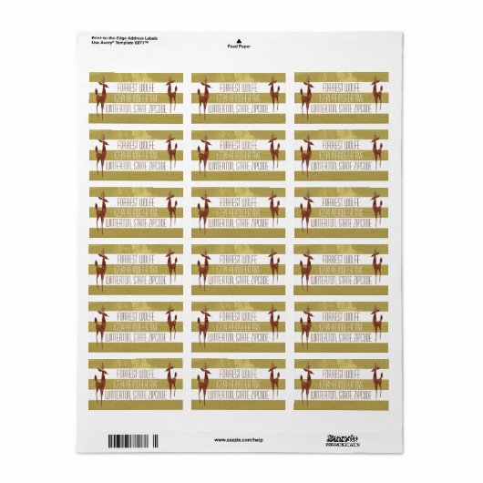 Rendier goud en wit gestreepte elegante winter etiket (Full Sheet)