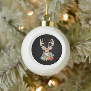 Rendier Herten Kerstmis Xmas Lichtjes Vakantie Sei Keramische Bal Ornament