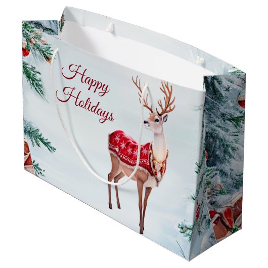 Rendier Holiday Gift Bag Groot Cadeauzakje (Achterkant Gekanteld)