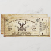 Rendier Holiday Party Ticket Invitation Kaart (Voorkant / Achterkant)