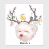 Rendier Hond met Kerstmis Ornamenten Sticker (Vel)