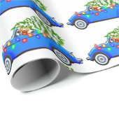 rendier in auto met kerstboom cadeaupapier (Rol Hoek)