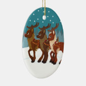 rendier in de sneeuw keramisch ornament (Rechts)