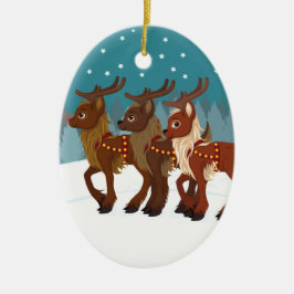 rendier in de sneeuw keramisch ornament