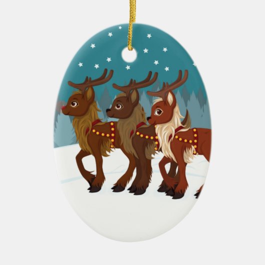 rendier in de sneeuw keramisch ornament (Voorkant)