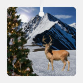 rendier in de sneeuw metalen ornament (Voorkant)