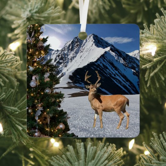 rendier in de sneeuw metalen ornament (Insitu)