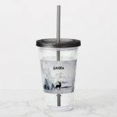 rendier in de Wilde Grijze Waterverf Kerstmis Acryl Drinkbeker (Voorkant)