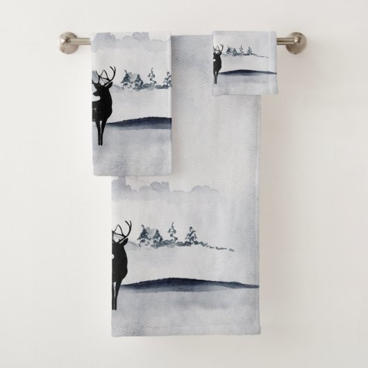 rendier in de Wilde Grijze Waterverf Kerstmis Bad Handdoek (Insitu)