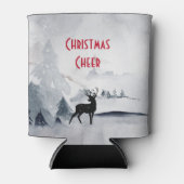 rendier in de Wilde Grijze Waterverf Kerstmis Blikjeskoeler (Voorkant)