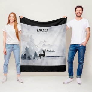 rendier in de Wilde Grijze Waterverf Kerstmis Fleece Deken