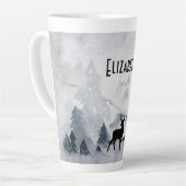 rendier in de Wilde Grijze Waterverf Kerstmis Latte Mok (Linkerhoek)