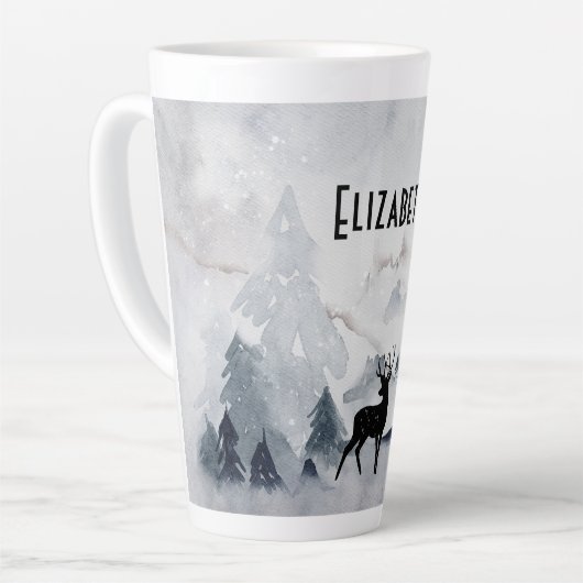 rendier in de Wilde Grijze Waterverf Kerstmis Latte Mok (Linkerhoek)