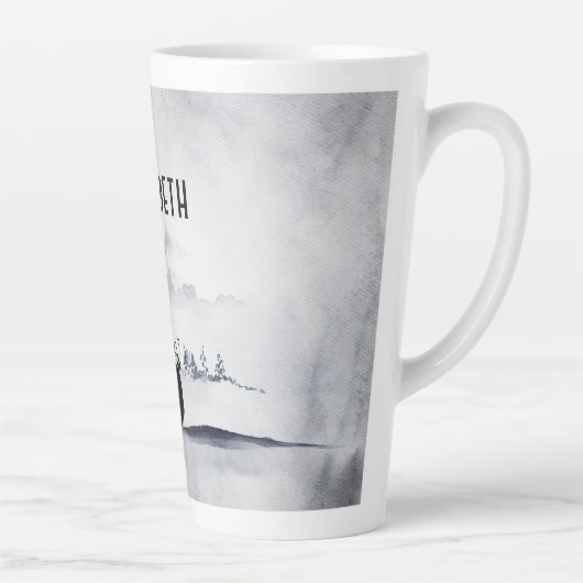 rendier in de Wilde Grijze Waterverf Kerstmis Latte Mok (Rechts)