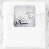 rendier in de Wilde Grijze Waterverf Kerstmis Vierkante Sticker (Tas)