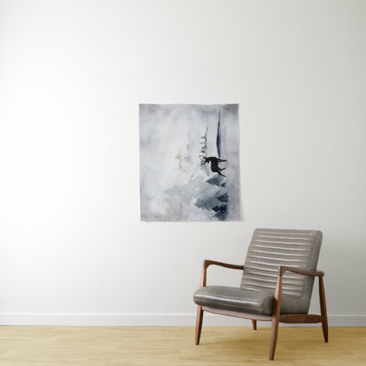 rendier in de Wilde Grijze Waterverf Kerstmis Wandkleed (In situ)