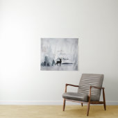 rendier in de Wilde Grijze Waterverf Kerstmis Wandkleed (In Situ (horizontaal))