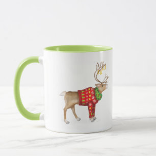 Rendier in feestelijke kerst jumper mok