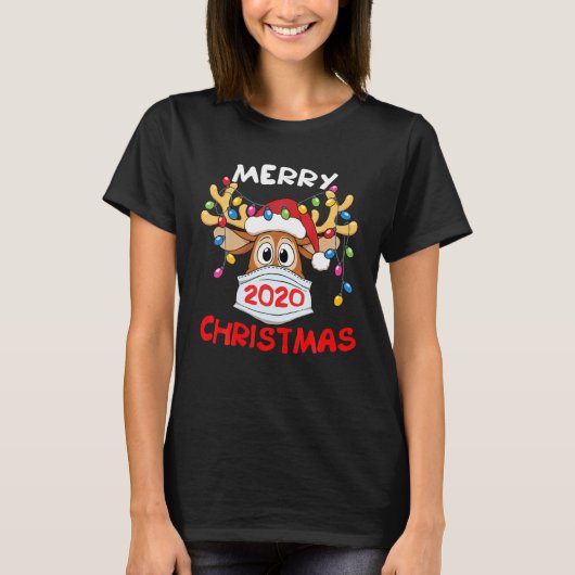 rendier in mask Funny Merry Kerstmis 2020 T-shirt (Voorkant)