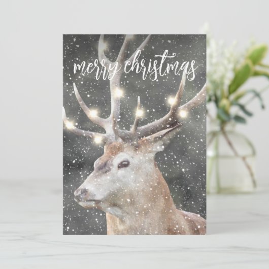 rendier in wintersneeuw kaart (Staand voorkant)