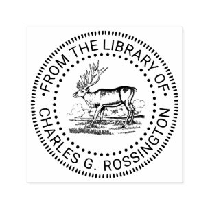 rendier kariboe tekening bibliotheek boeknaam zelfinktende stempel