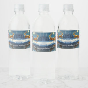 Rendier Kerst Slede Waterfles Label Etiket