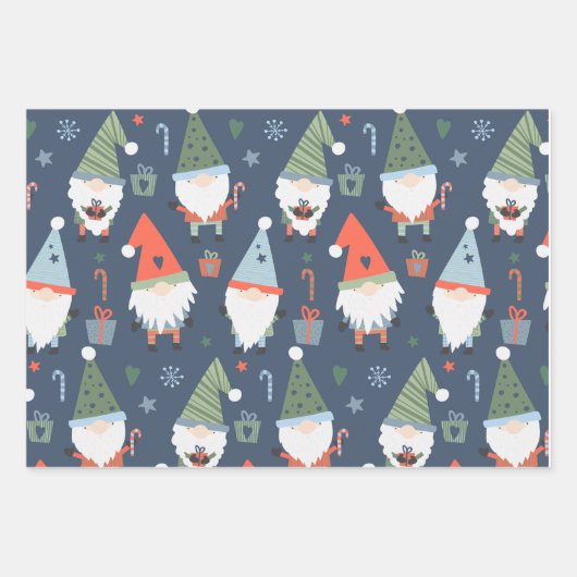 Rendier Kerstbomen Elfen Rustiek Schattige Inpakpapier Vel (Voorkant 3)