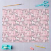 Rendier Kerstbomen Roze Patroon Kerstmis Tissuepapier (Craft)