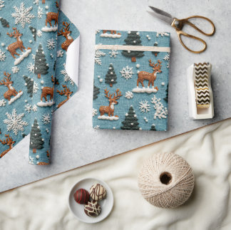 Rendier Kerstboom Gebreide Draad Winter Cadeaupapier