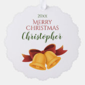 Rendier & Kerstboom op Wit, GEPERSONALISEERD Ornament Kaart (Achterkant)